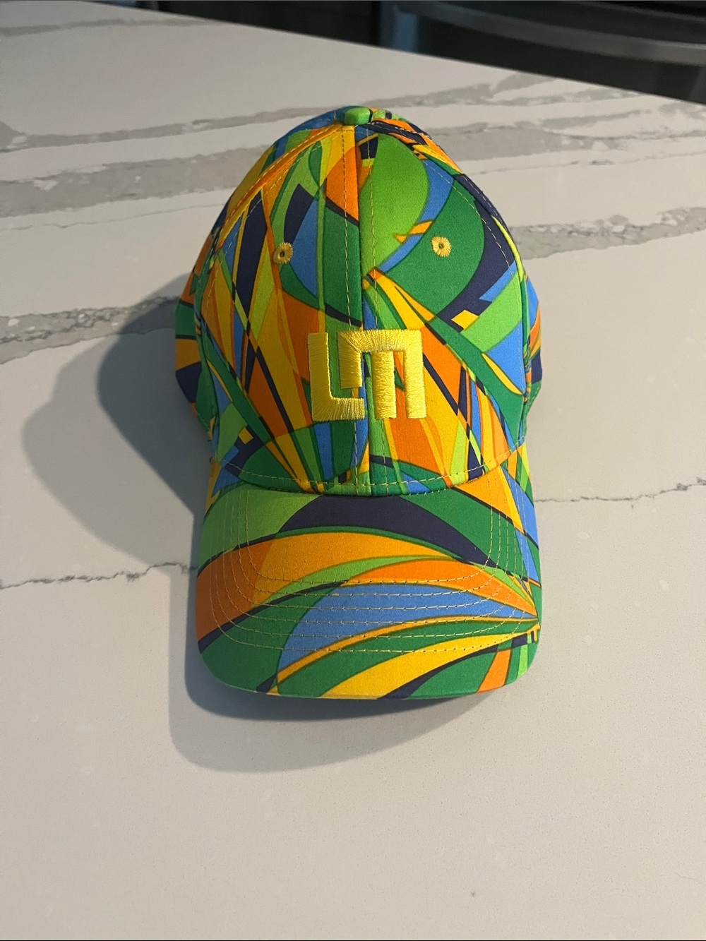 Loudmouth Kids Neon Green Blue Orange Pattern Baseball Cap